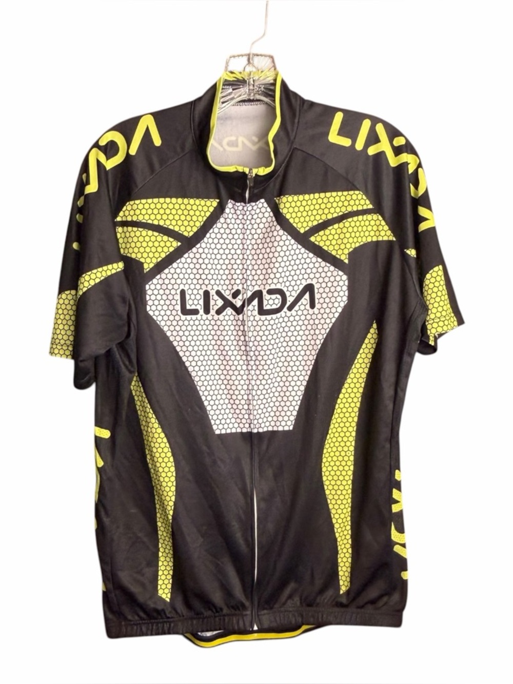 Lixada Cycling Jersey Adult xXXL Black Green Full Zip 100% Polyester Pockets